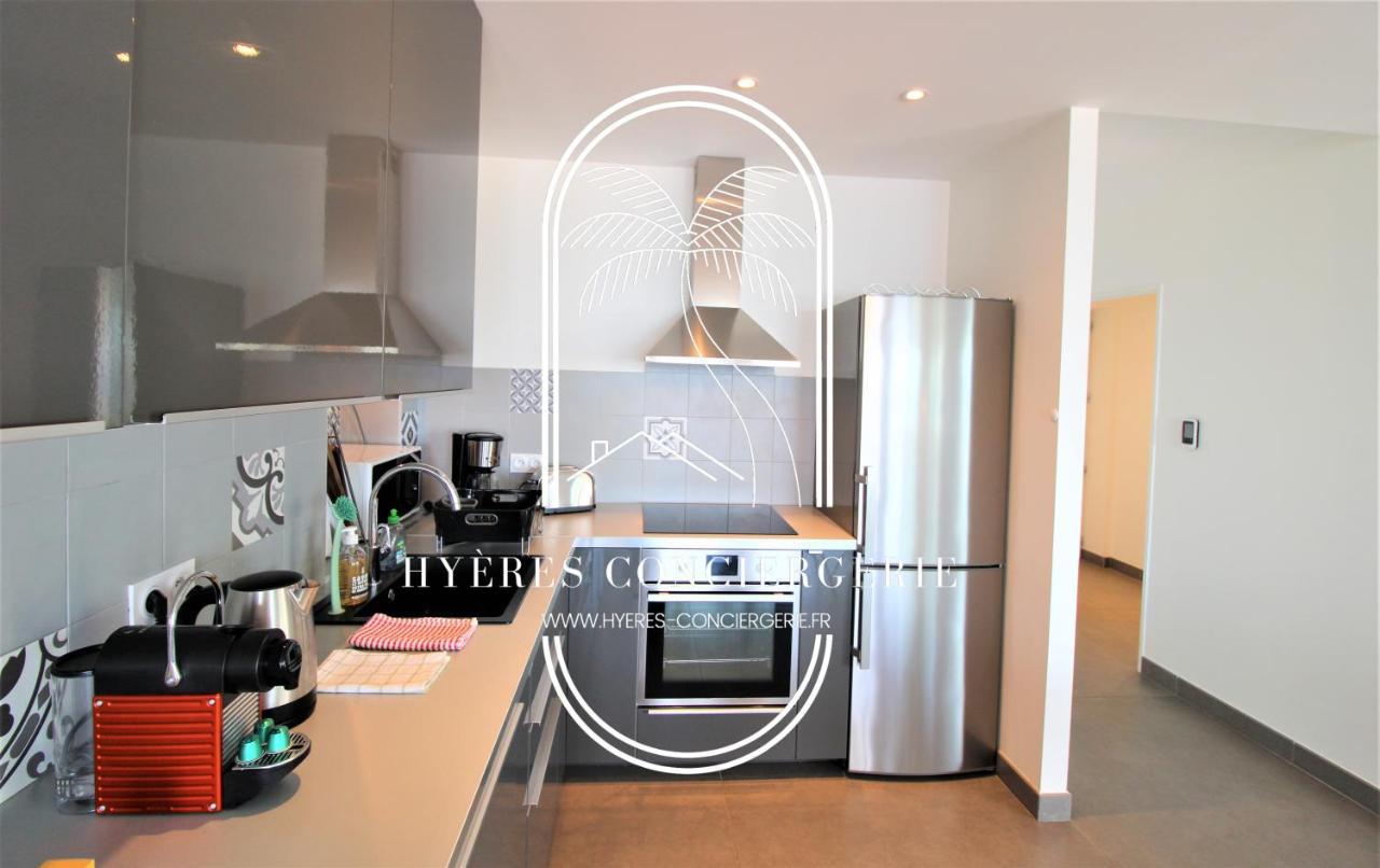 Villa Antoine Appartement Rdj Vue Mer Clim Wifi Parking Plage 50M La Garonne Le Pradet Exteriör bild