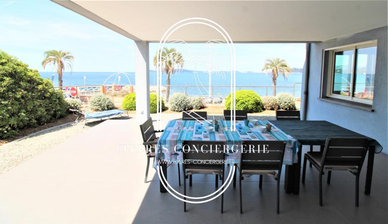 Villa Antoine Appartement Rdj Vue Mer Clim Wifi Parking Plage 50M La Garonne Le Pradet Exteriör bild