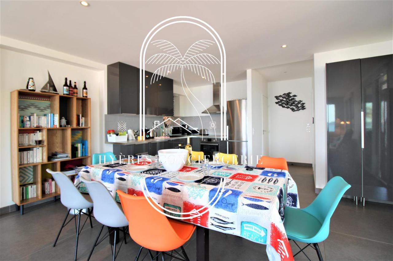 Villa Antoine Appartement Rdj Vue Mer Clim Wifi Parking Plage 50M La Garonne Le Pradet Exteriör bild