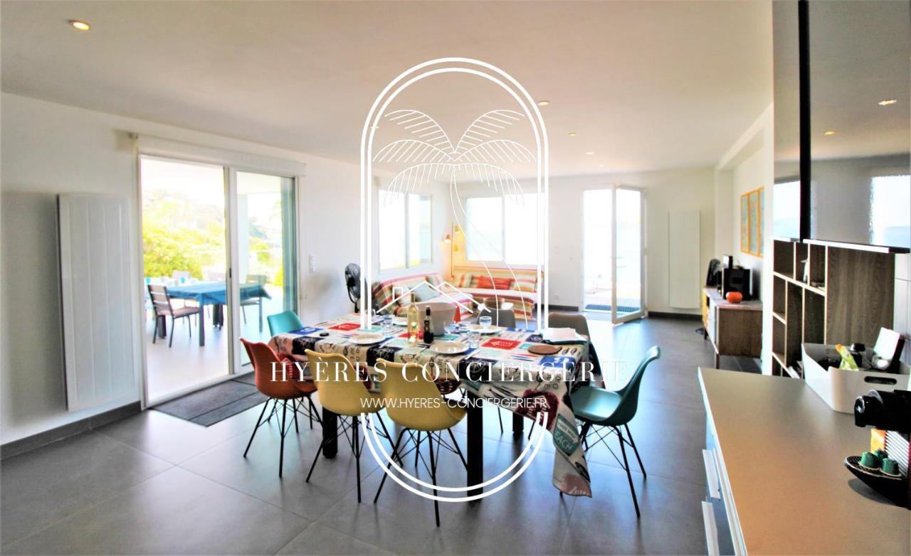 Villa Antoine Appartement Rdj Vue Mer Clim Wifi Parking Plage 50M La Garonne Le Pradet Exteriör bild