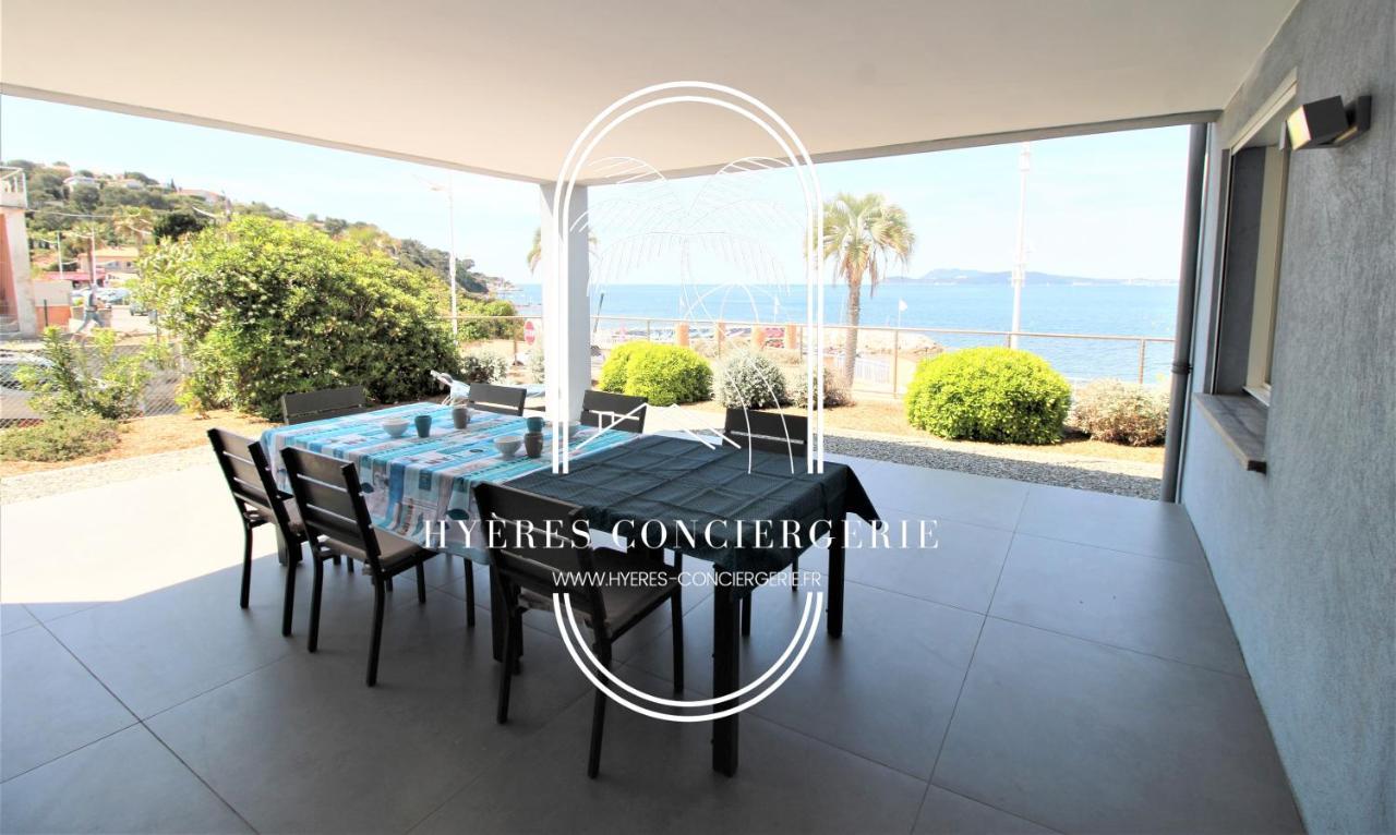 Villa Antoine Appartement Rdj Vue Mer Clim Wifi Parking Plage 50M La Garonne Le Pradet Exteriör bild