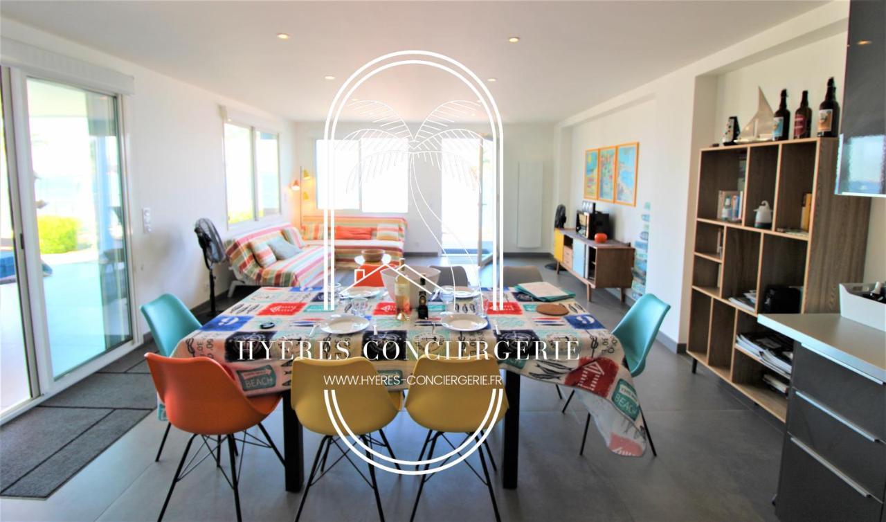 Villa Antoine Appartement Rdj Vue Mer Clim Wifi Parking Plage 50M La Garonne Le Pradet Exteriör bild