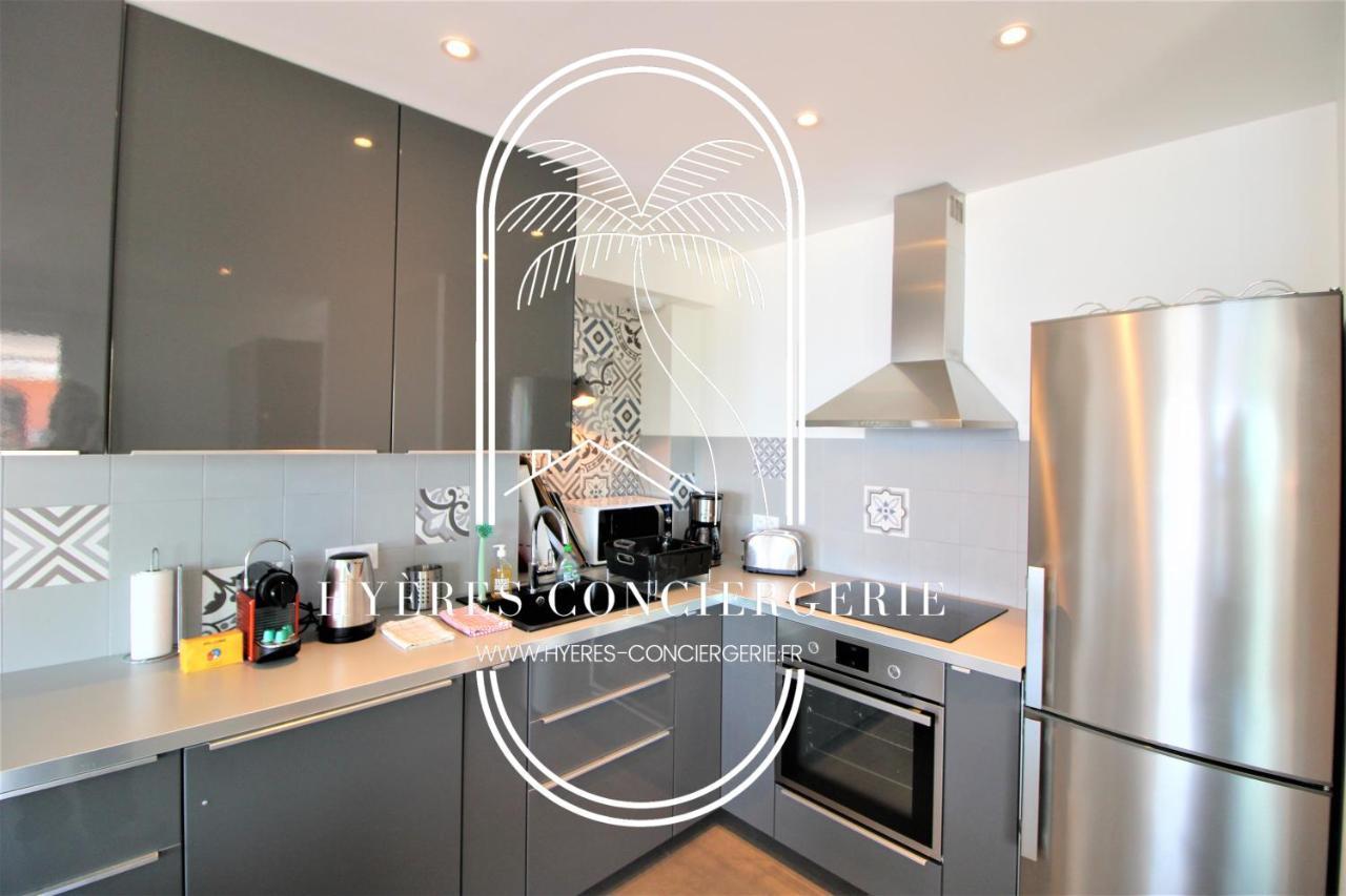 Villa Antoine Appartement Rdj Vue Mer Clim Wifi Parking Plage 50M La Garonne Le Pradet Exteriör bild