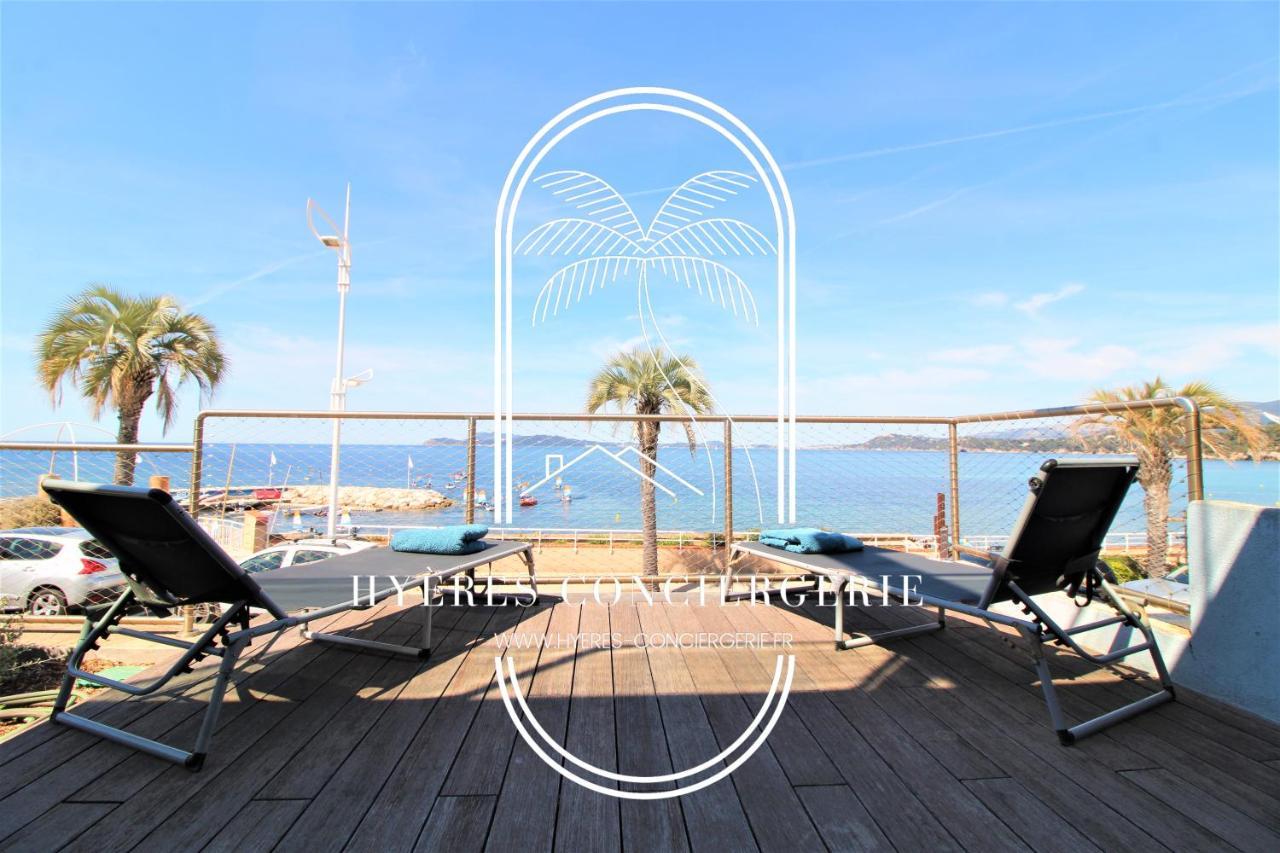 Villa Antoine Appartement Rdj Vue Mer Clim Wifi Parking Plage 50M La Garonne Le Pradet Exteriör bild